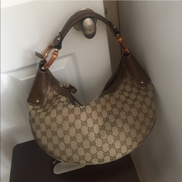 Gucci Handbags - Authentic gucci monogram bamboo hobo handbag bag